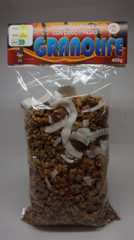 GRANOLIFE CON COCO Y PASAS 400 GR